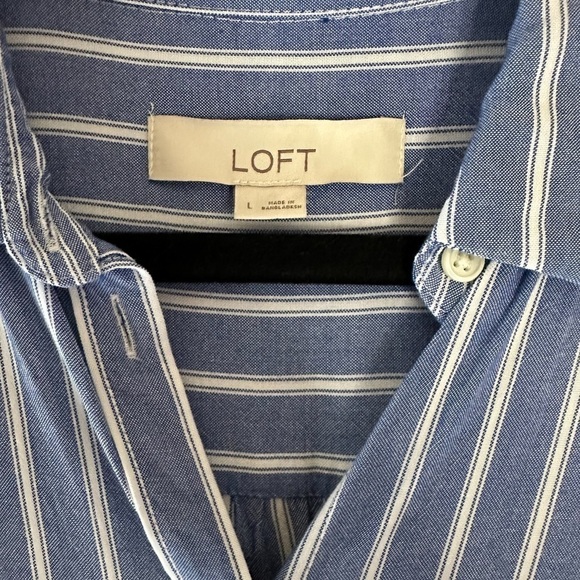 LOFT Striped Button Up Shirt European‎ Summer Size Large - Picture 3 of 4